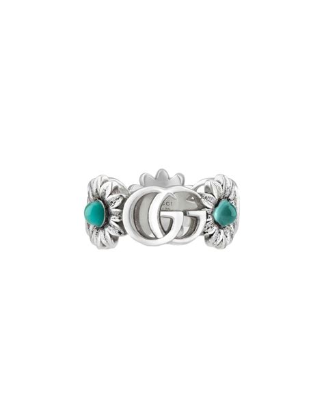 Gucci Anello con fiori e Doppia G